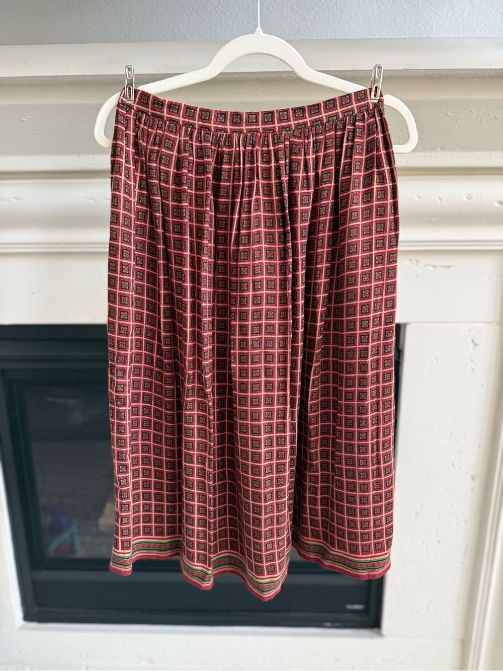 Vintage Union Made Red Patterned A-Line Skirt